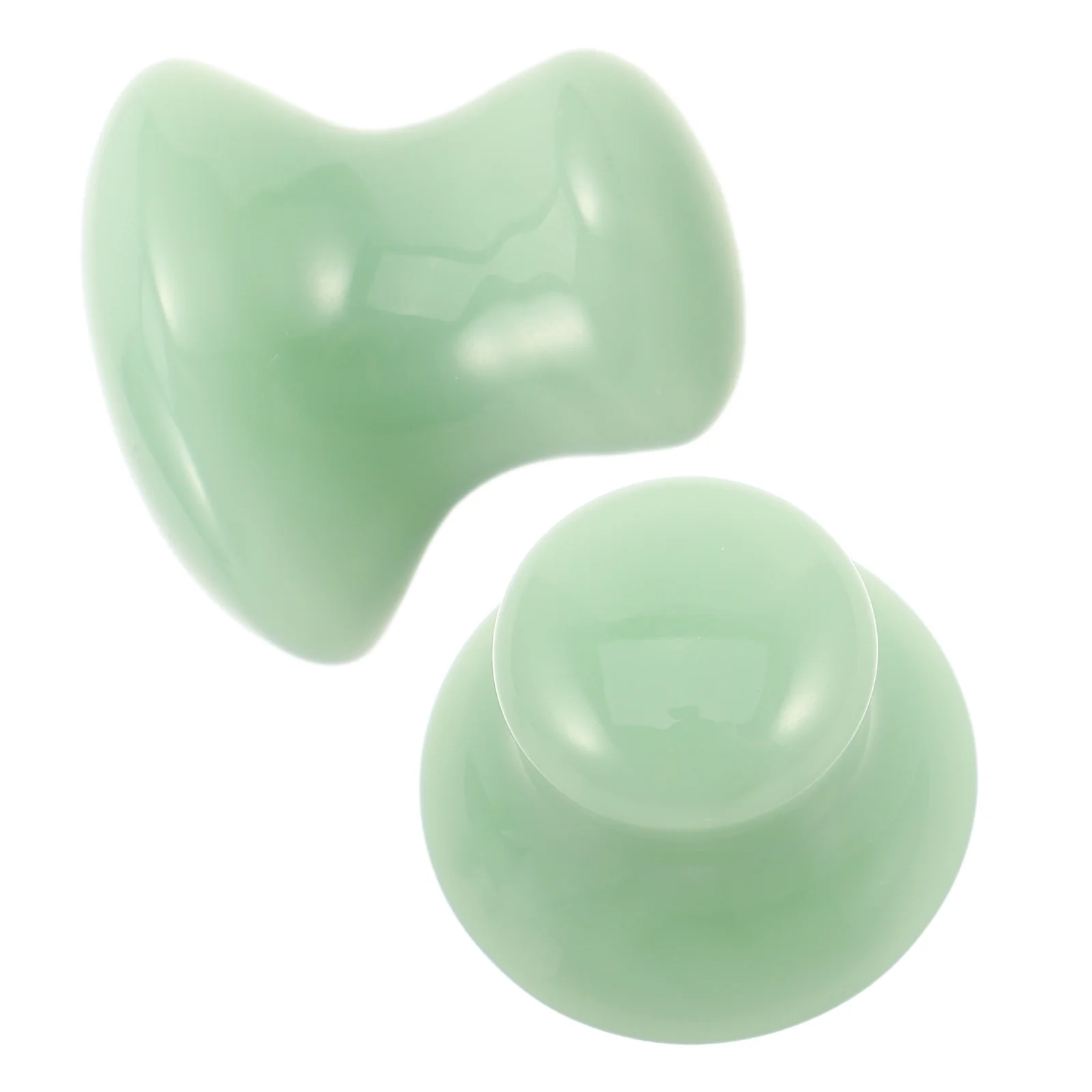 เครื่องมือขูดหน้าหยก 2 ชิ้น รูปทรงเห็ด สำหรับดูแลผิวหน้า นวดหน้า ขูดผิว ลดรอยคล้ำใต้ตา เครื่องนวดหน้า กัวซา