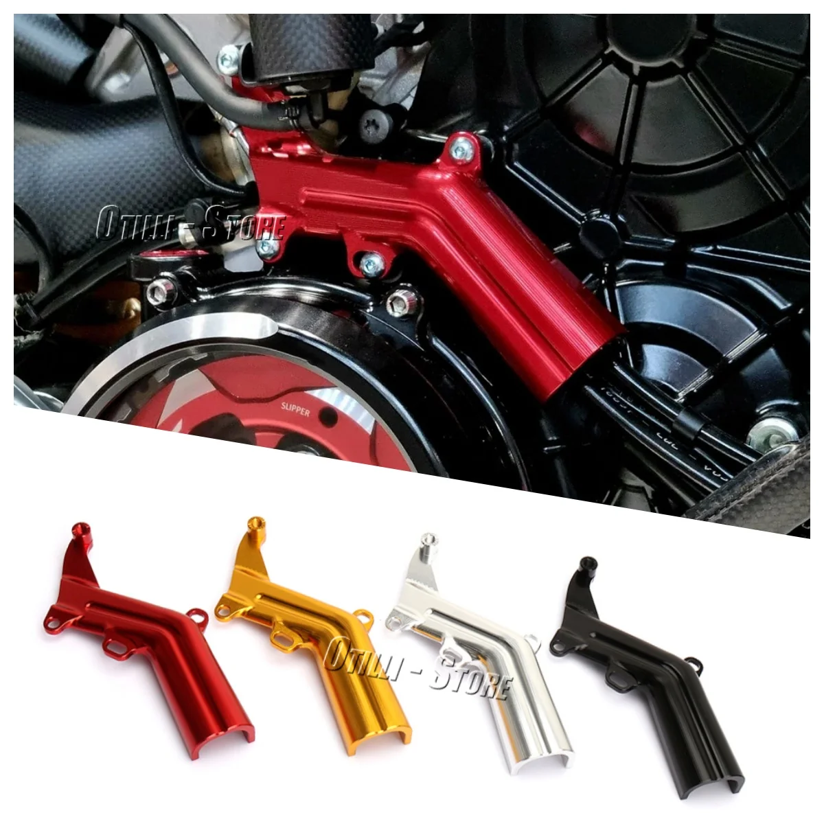 

Motorcycle Accessories Rear Brake Fluid Reservoir Guard Cover Protector Cable Visor For Ducati Streetfighter V4S V4S 2023 2024