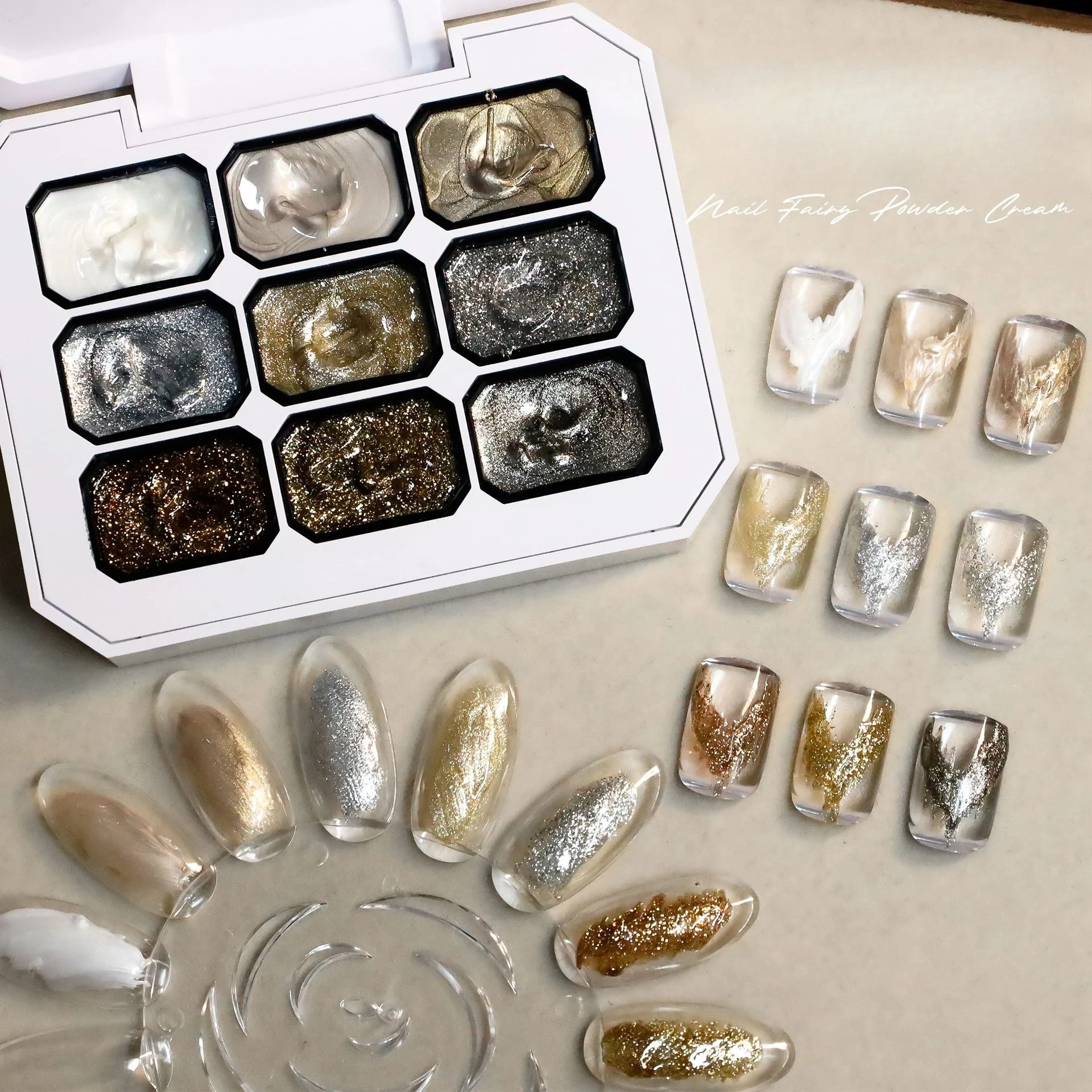 9 Colors Bling Mud Solid Nail Pigment Aurora Fairy Powder Cream Rubbing On Dust Shimmer Chrome Texture Varnishes Manicure
