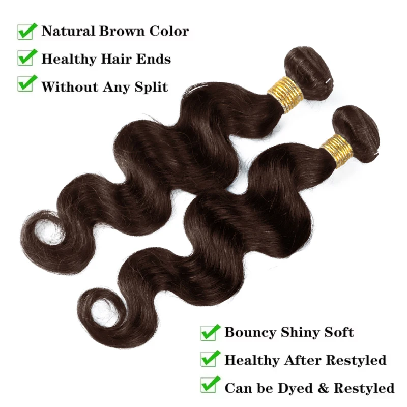 Brown Bundles Body Wave Chocolate Brown Bundles Brazilian Remy Hair Bundles Weave Extension For Black Women Color #4 1/3 Bundles
