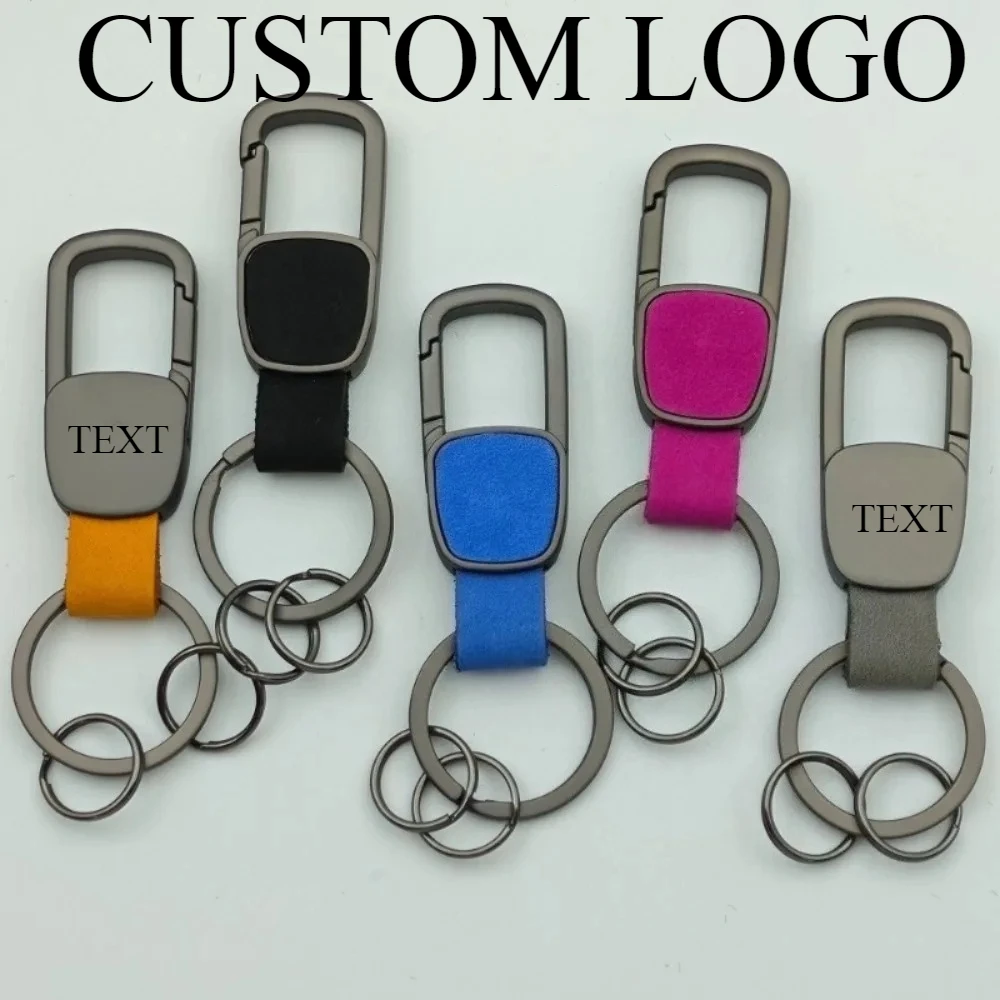 

Leather Frosted Fashion Keychains Car Key Chain Ring Name Custom Logo Hanged Holder Business Waist for Men Women Keyring Gift