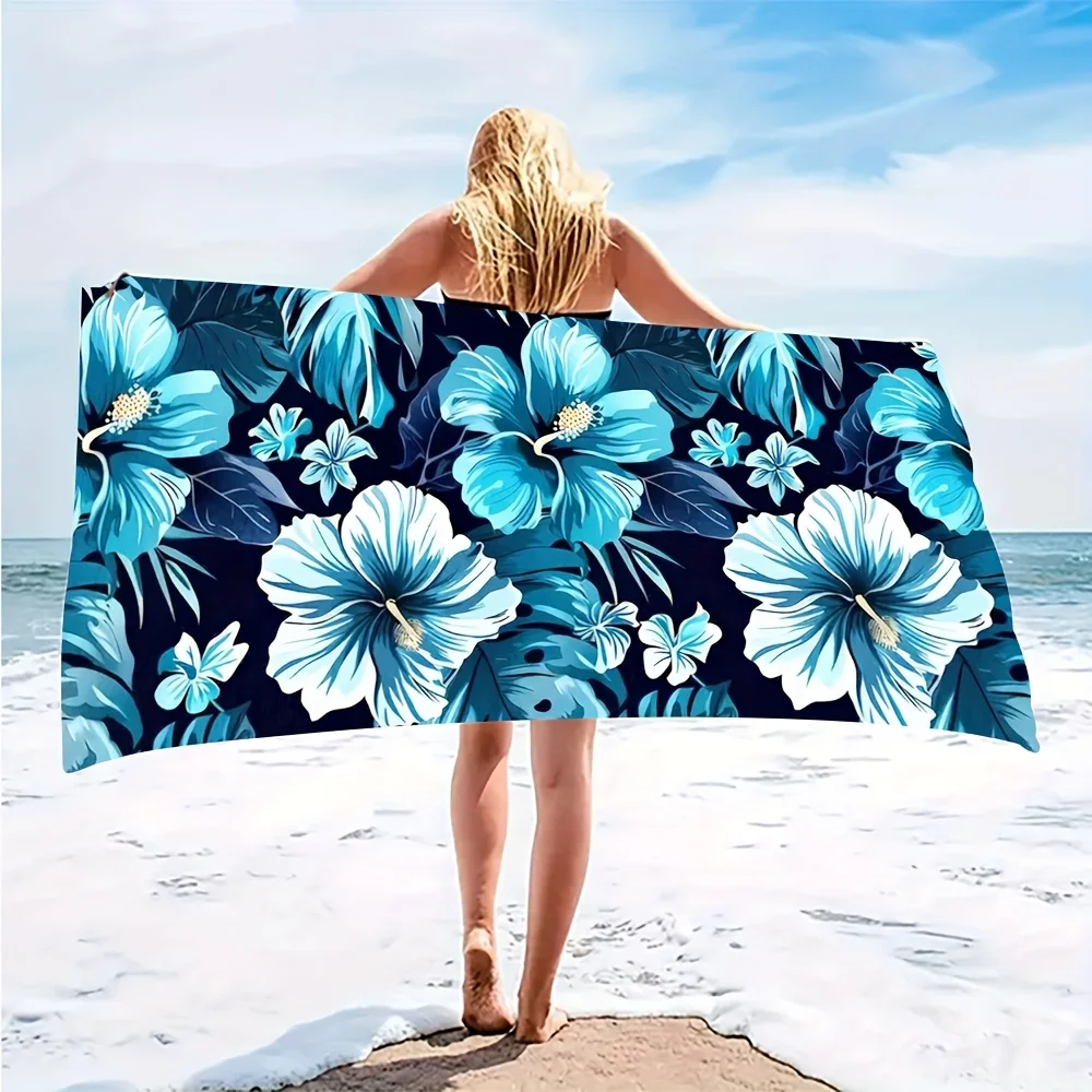 Blue and White Flower Printed Flannel Blanket, Suitable for Sofas, Beds, Cars, Rooms, Offices, Camping, Exquisite Gift Blanket