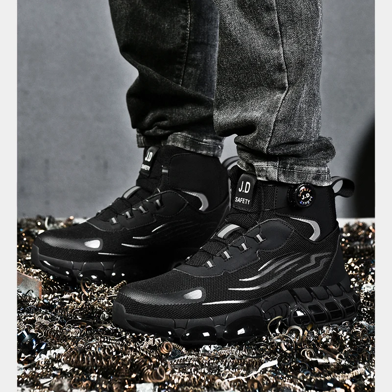 

Высококачественные мужские рабочие ботинки со средним верхом и шнуровкой большого размера с круглым носком, износостойкие, противоскользящие, устойчивые к проколам