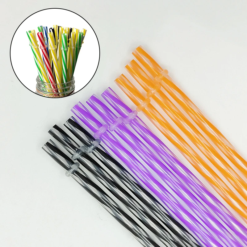 10 Pcs Swirl Straws For Tumbler, Reusable Long Replacement Drinking Straws With Cleaning Brush For 16 OZ 20 OZ 30 OZ Tumblers