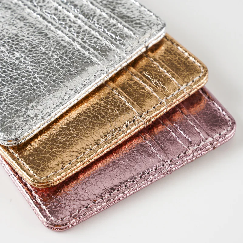 رقيقة جدا محفظة جلدية صغيرة سليم حامل بطاقة الائتمان البنك رجال الأعمال حافظة الهوية الصغيرة للنساء محفظة 4 فتحات حامل البطاقة #3