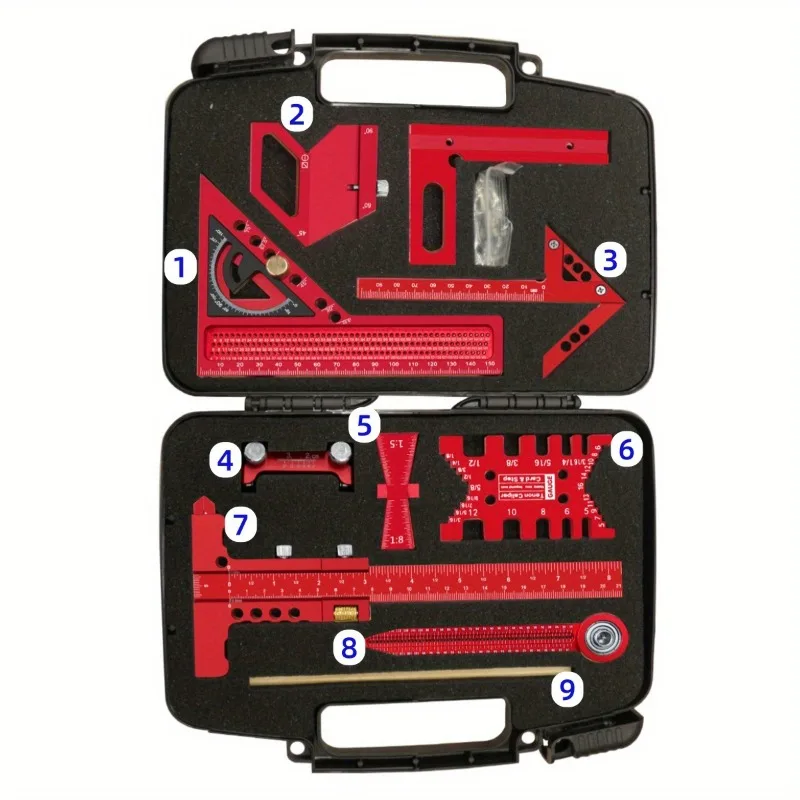 For woodworking measuring tool kit with storage box 10-piece set, plank splicing auxiliary kit