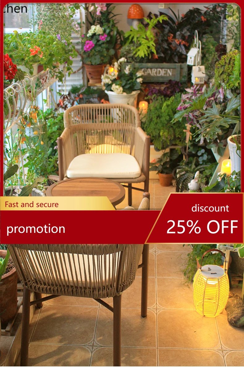 

HXL Yuechuan rattan chair three-piece balcony small table and chair coffee table combination outdoor courtyard garden open air