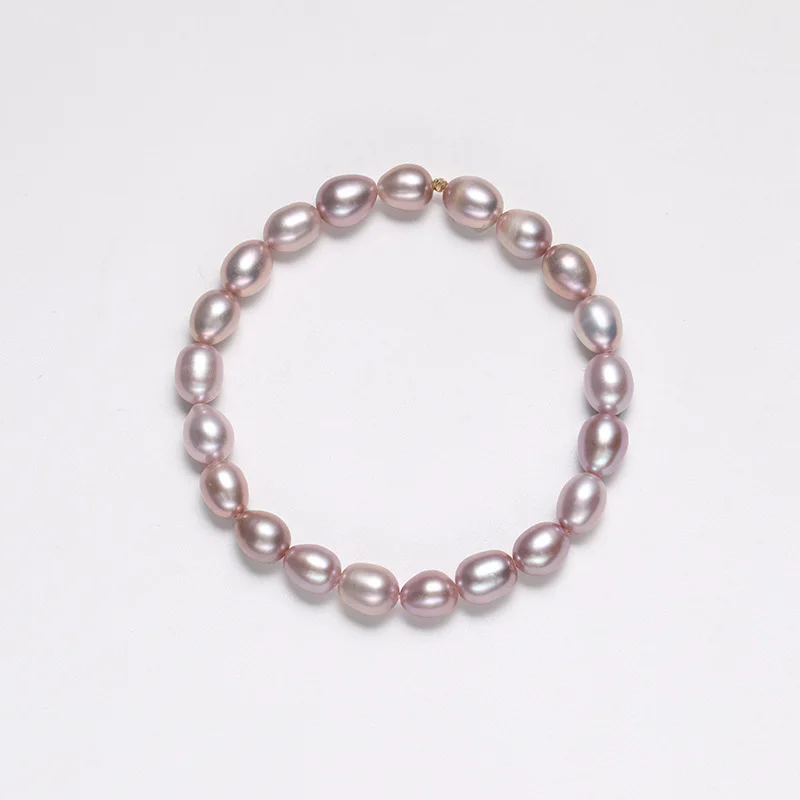 

Freshwater Rice Bead Elastic Cord Bracelet 18K Small Gold Bean Non-Fading Feminine Pearl Jewelry