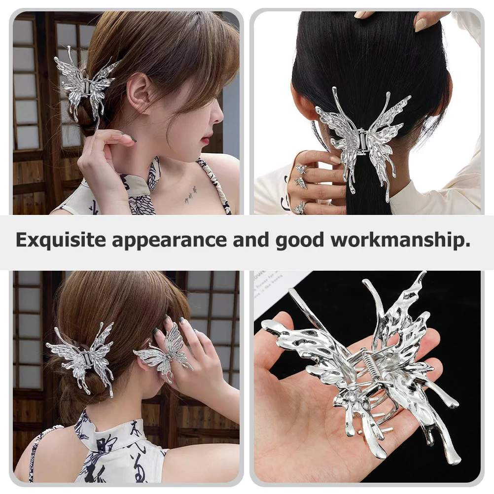 

2pcs Metal Claw Clips Butterflies Jaw Clamps For Women Girls Hold Firmly Thick Fine Long Short Hair Daily Party Wedding Prom