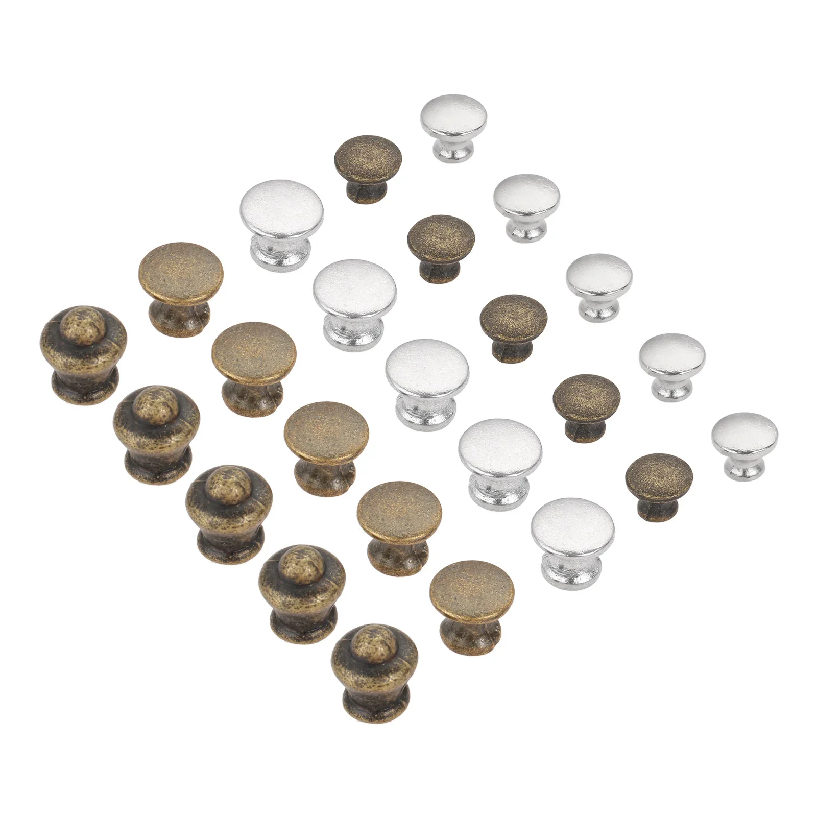 50pcs/set Metal Knob w/screw Round Multi-ridged Ring Pull Mini Handle 10/12mm Bronze/Silver Bulge Button Drawer Kitchen Cabinet