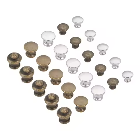 50pcs/set Metal Knob w/screw Round Multi-ridged Ring Pull Mini Handle 10/12mm Bronze/Silver Bulge Button Drawer Kitchen Cabinet