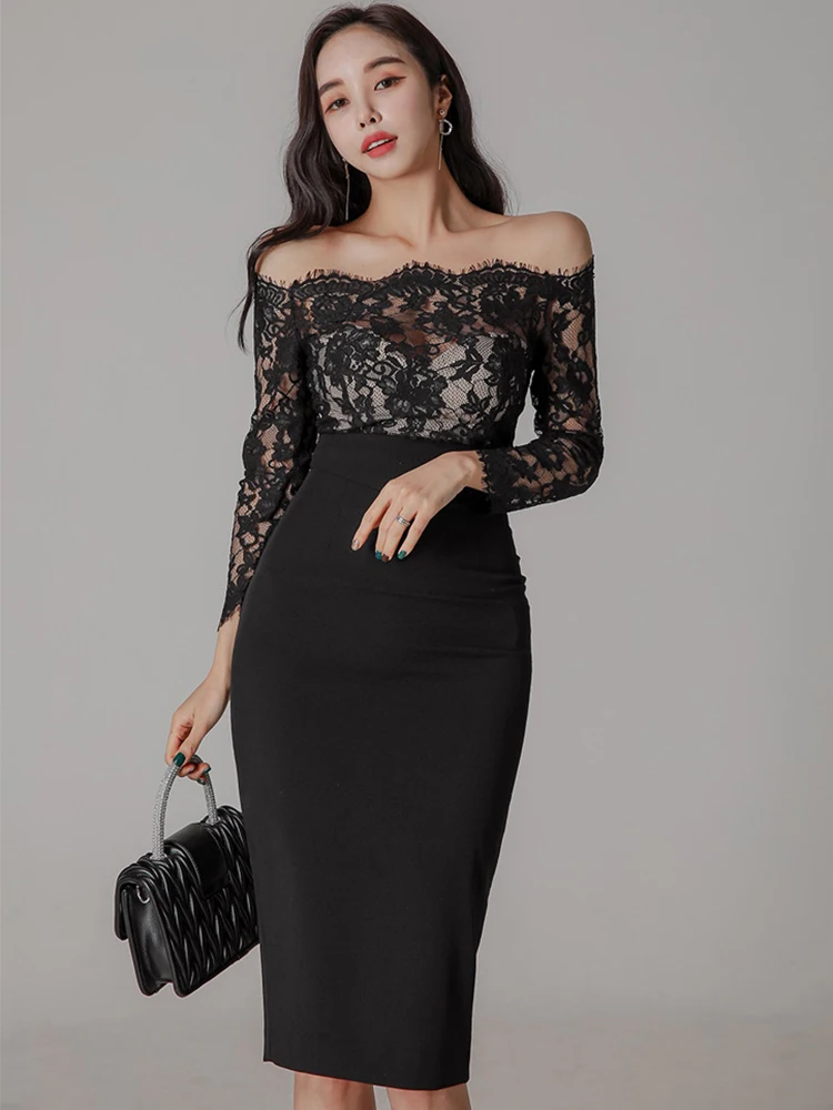 2023 New Summer Women White Sheer Lace Bodycon Dress Sexy Perspective Black Midi Hollow Out Club Celebrity Evening Party Vestido