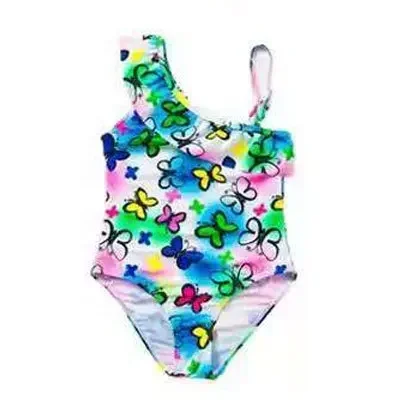 2-14 Years Girls Swimsuit 2023 New One Piece Swimwear Flamingo Ruffle Style Children\'s Swimwear One Piece Swimsuit