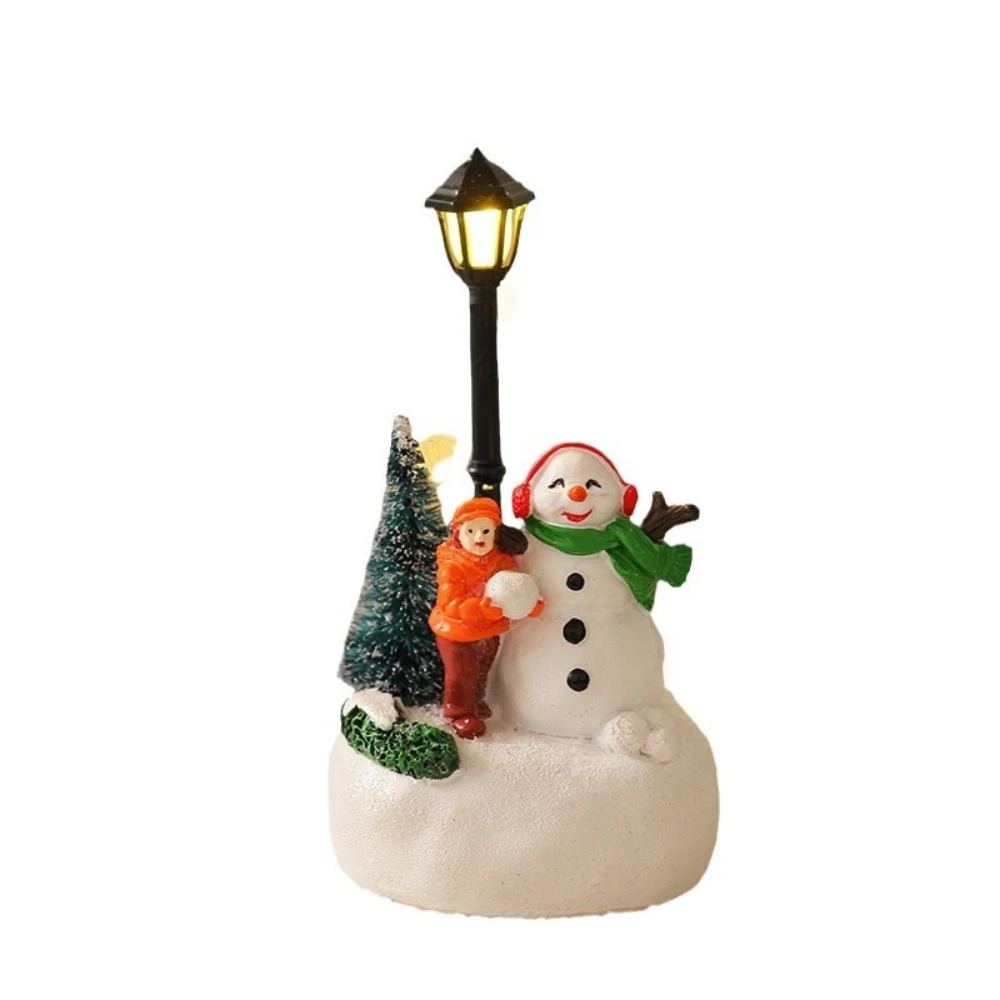 Christmas Xmas Decoration Resin Christmas House Micro-landscape Luminous Santa Claus Reindeer House