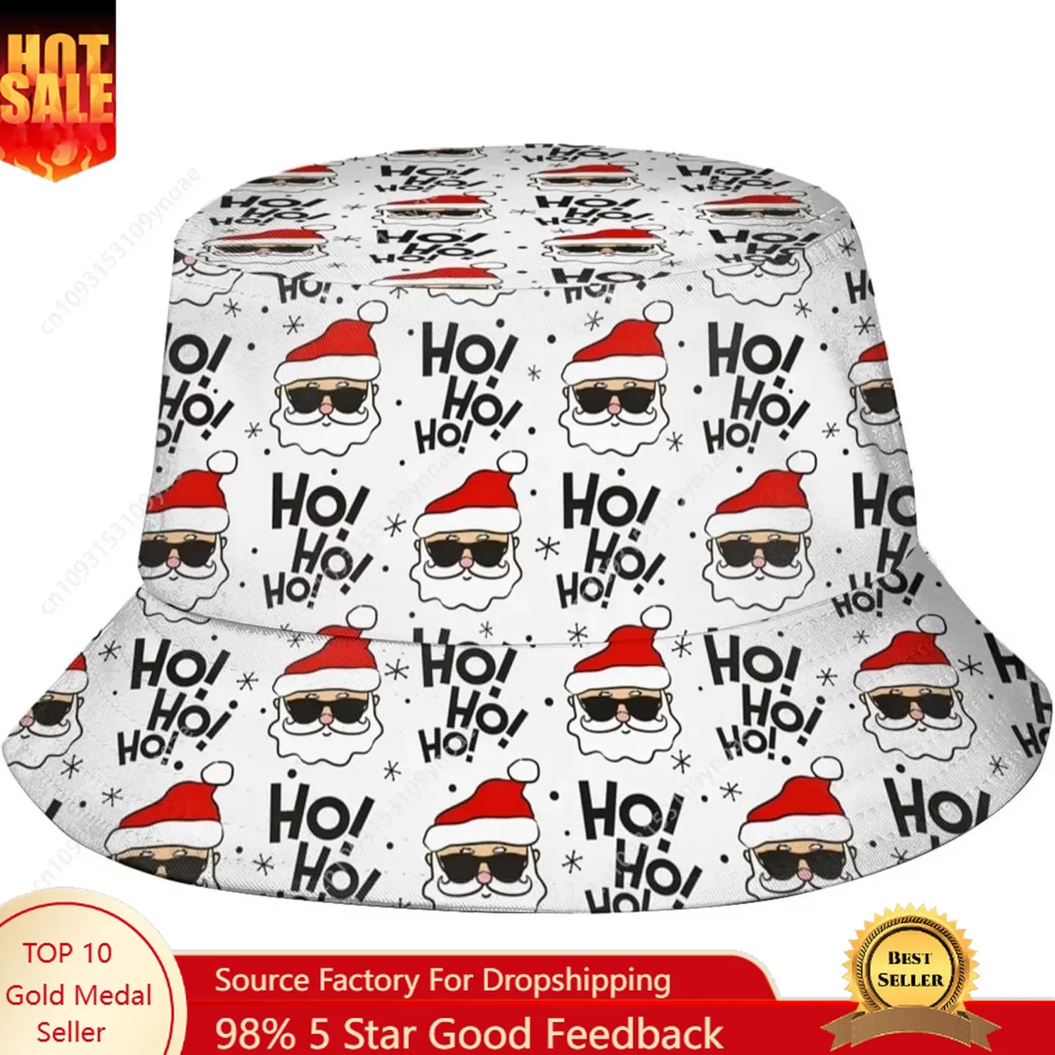 

Christmas Claus Ho Print Fashion Bucket Hat Women Men Cute Summer Hats Fisherman Cap Outdoor Travel Beach Sun Caps