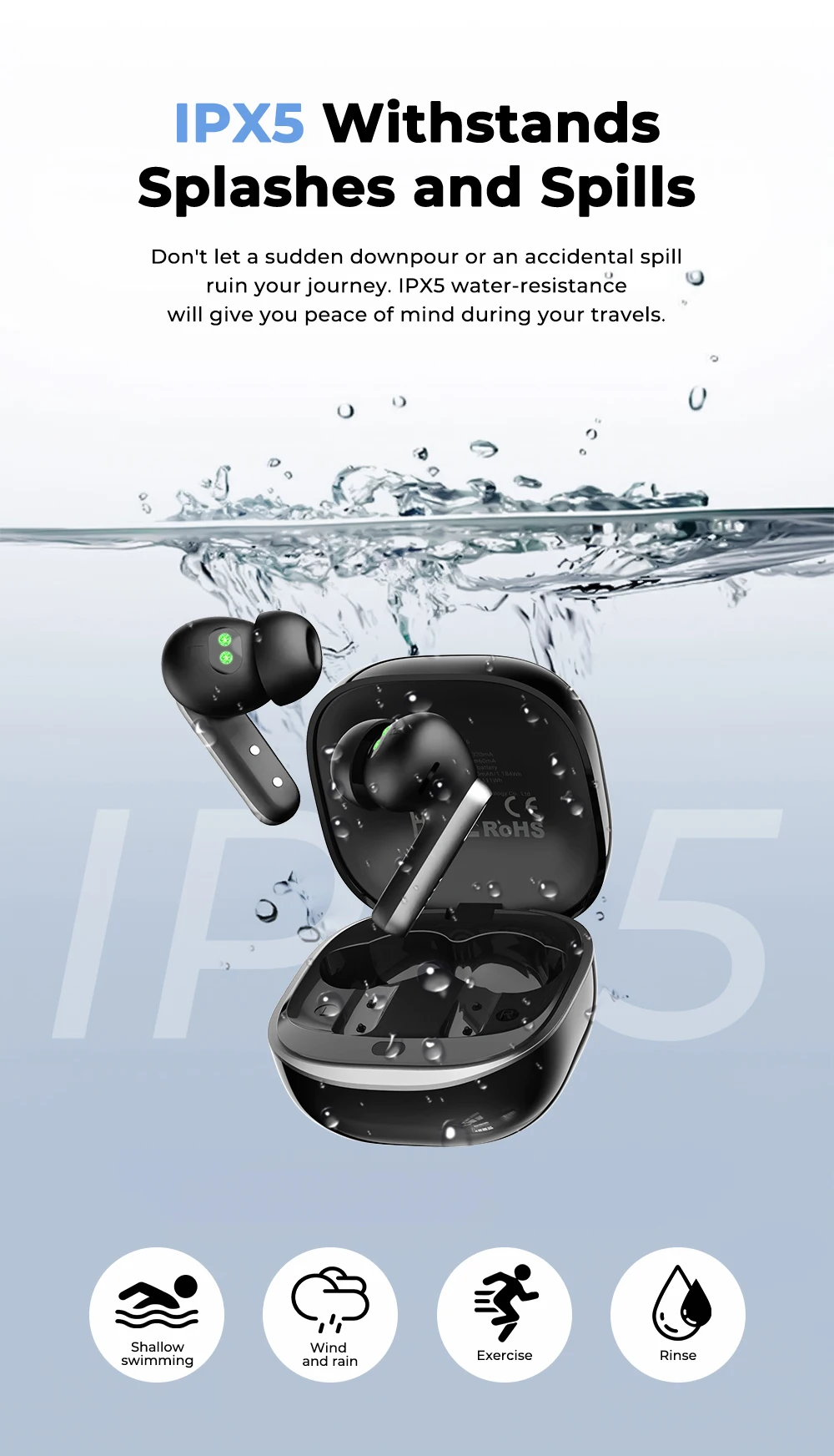 HTC NE46 TWS Ohrhörer BT 6.0 Herzfrequenzüberwachung Ohrhörer Smart Screen Ladecase Geräuschunterdrückung HiFi Stereo KI-Übersetzer – Detail 16