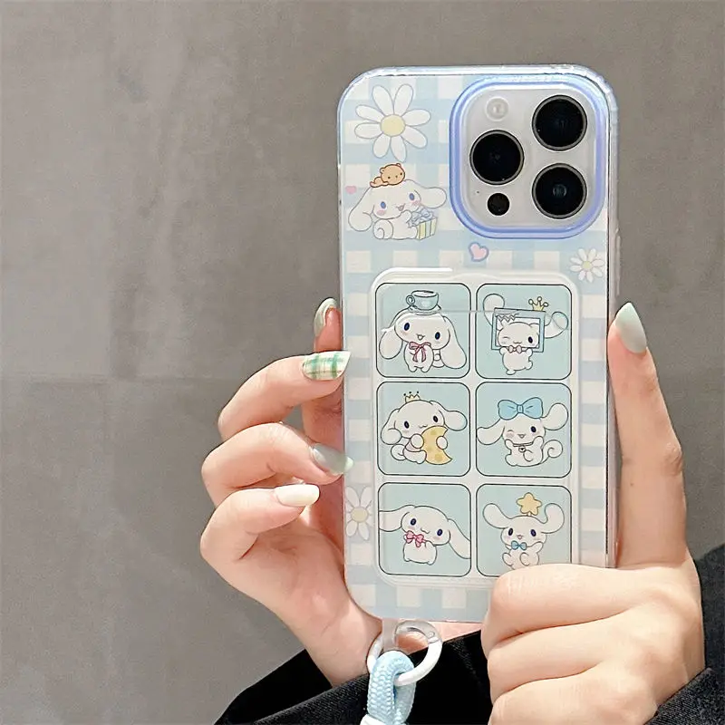 Cinnamoroll-funda de teléfono con correa de mano para Samsung Galaxy A16 A06 A55 A35 A25 A15 A54 A52 A14 A13 A24 A12 A03CORE A04E A05 suave