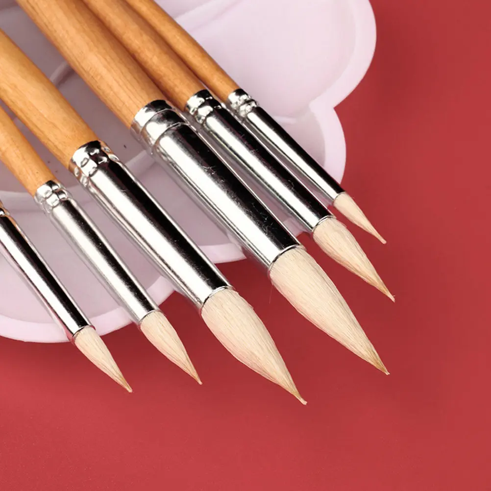 Watercolor Brush Set 12pcs Pointed Tip Wood Handle Artist Brushes for Watercolor Gouache Smooth Painting