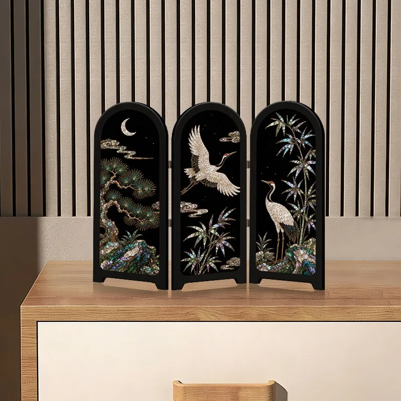 Classical Desktop Screen Piece.Lacquer Painting in Imitation of Inlaid Gold Style.Decoration Picture for TV Cabinet Wine Cabinet