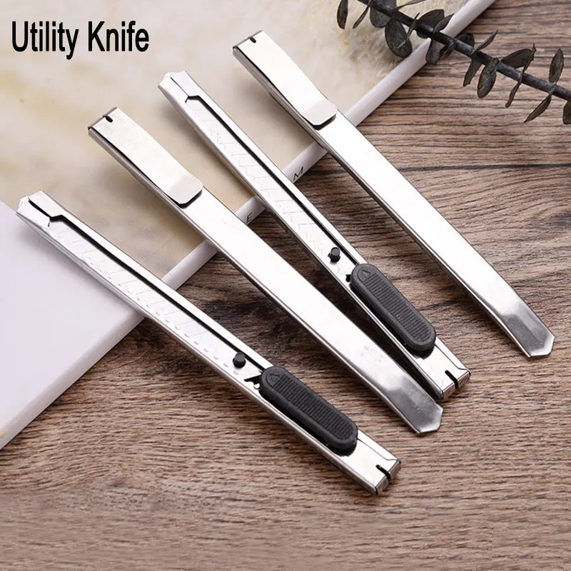 3Pcs 5Pcs Set Retractable Stainless Steel Art Utility Knife Wallpaper Box Paper Cutter Office School Handicraft Stationery Tool