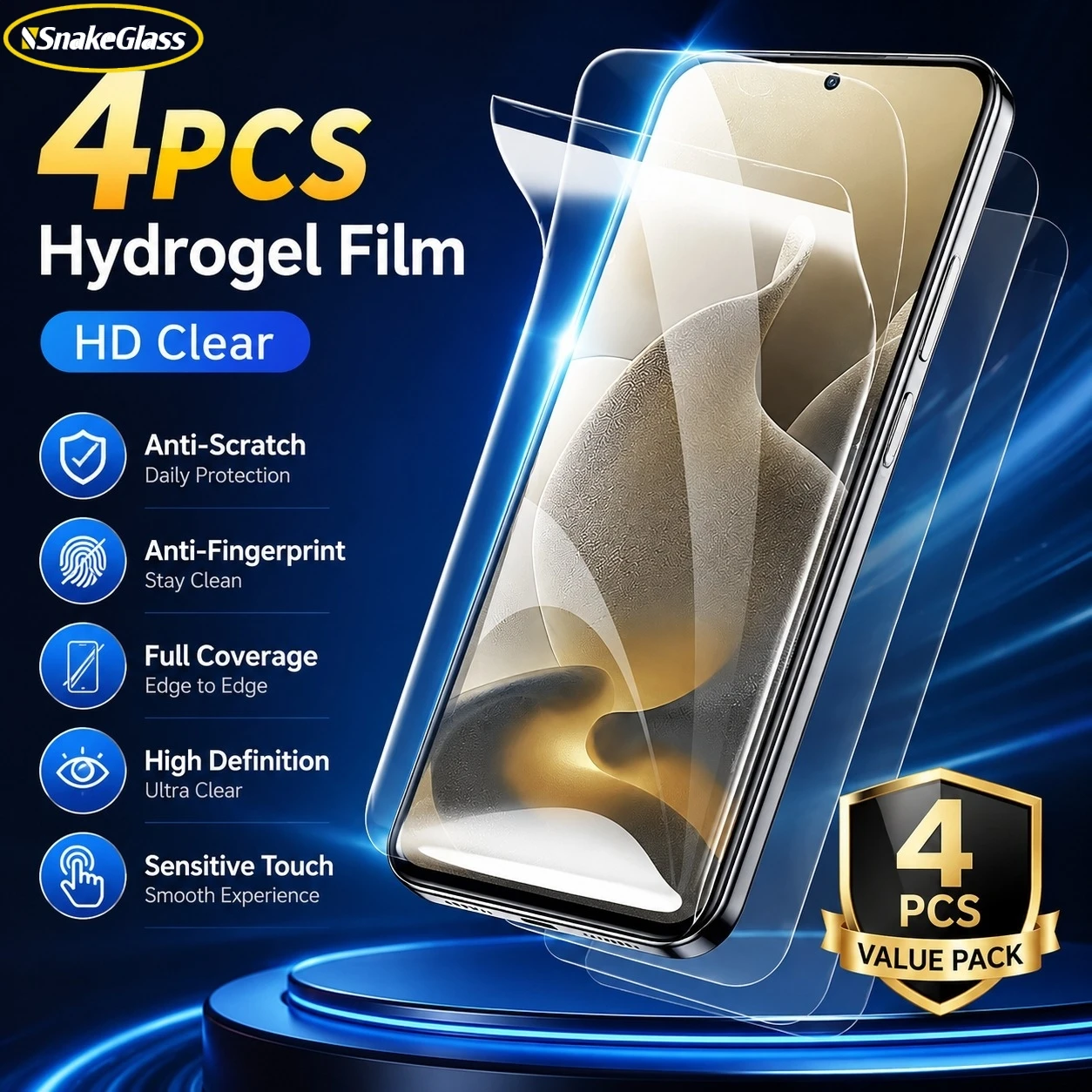 4 Stück HD-Hydrogel-Folie für Motorola Edge 70 Fusion 50 60 Fusion 40 30Neo 2025 2024 Hochtransparenter Displayschutz OHNE Blasen