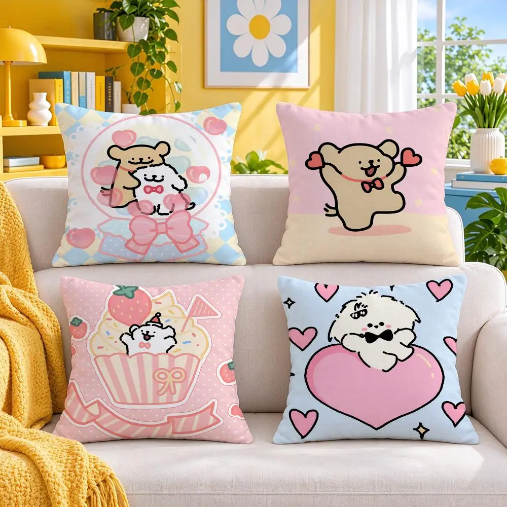 animal Maltese Cushion Cover Throw Pillow Short Plush Fresh Bright Cushion for Bedroom Sofa Ornament Present Gift