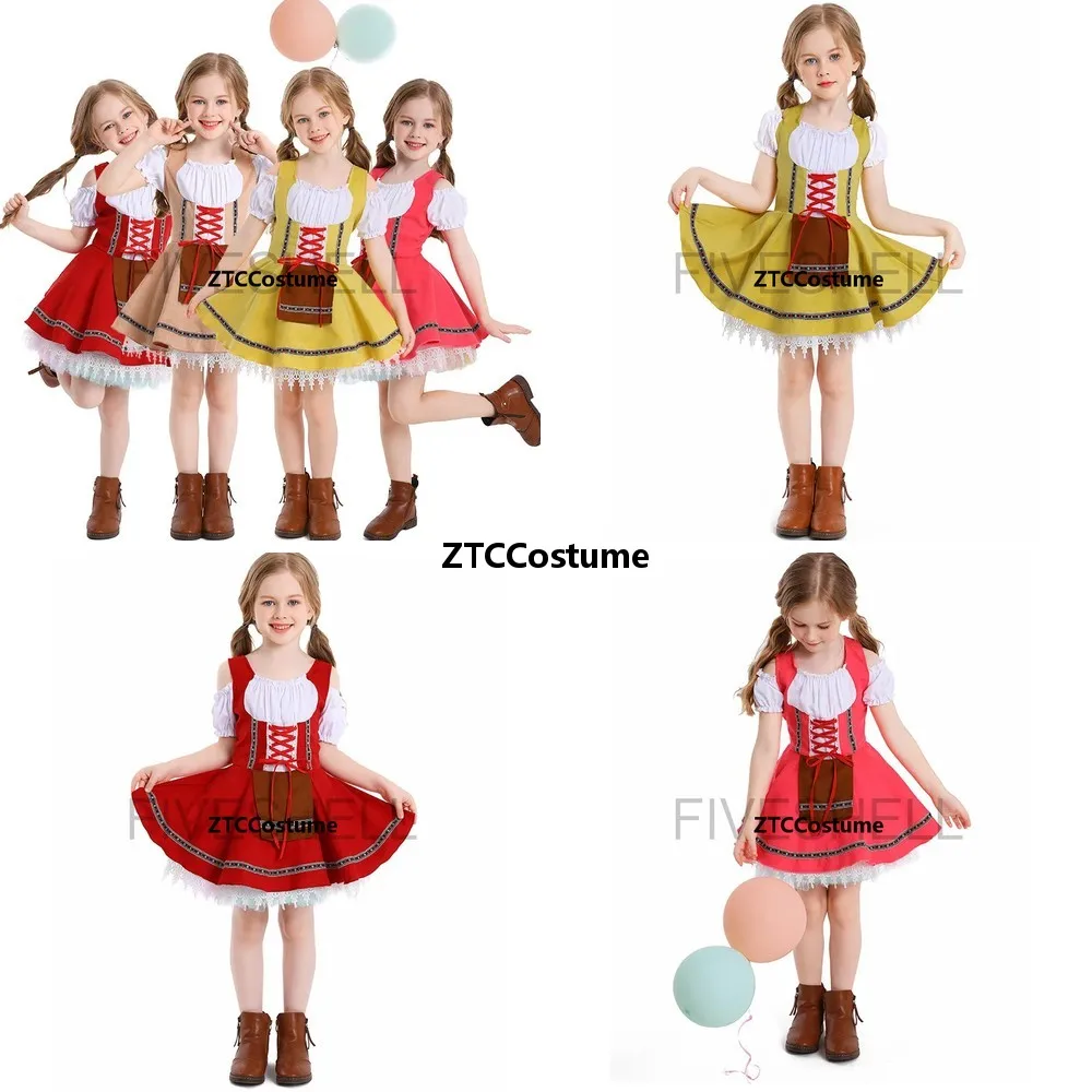 

German Beer Festival Costume Kids Oktoberfest Cosplay Outfit Traditional Bavarian Dirndl Lederhosen Halloween Purim Party