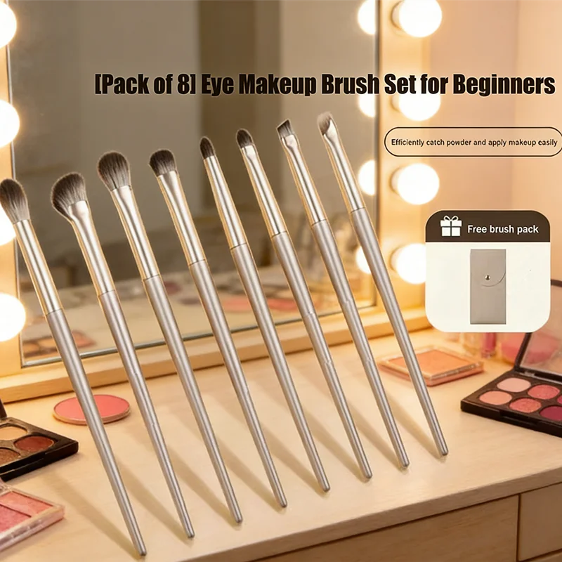 NEW HUA Portable Eye Makeup Brush Set with Pouch Mini Detail Brushes for  Touch-Ups, Includes Eyeliner Smudger and Soft Brushes