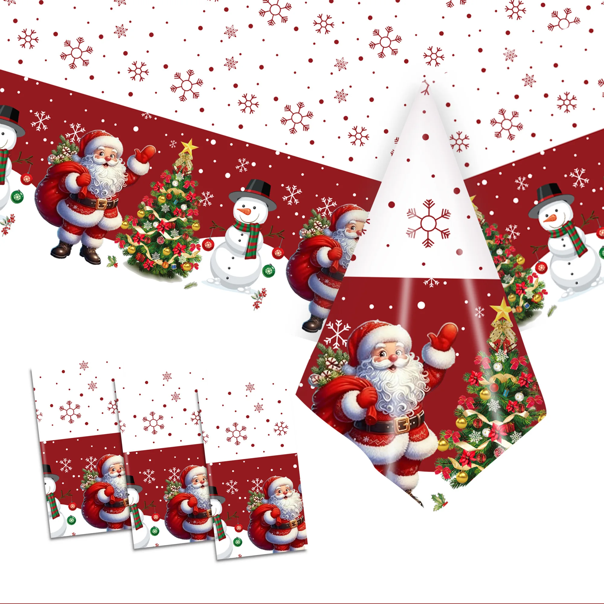 Mantel de plástico navideño con diseño de copo de nieve, decoración del hogar de invierno, mantel de cocina, decoración festiva de Navidad