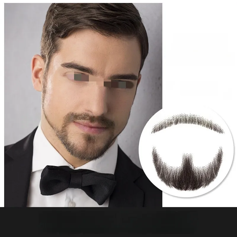 Trimmable Fake Beard Made by Real Human Hair No itching Fake Mustache for Men Holiday/Drama/Party/Daily Use