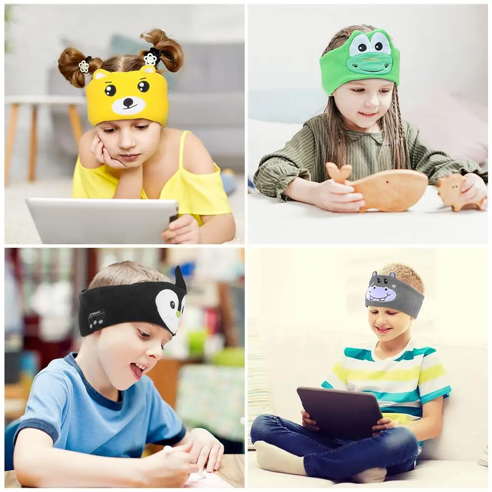 Kid Bluetooth Headphone Sleep Mask Bluetooth 5.0 Stereo Music Player Support Handsfree Soft Music Headband For Children Gifts