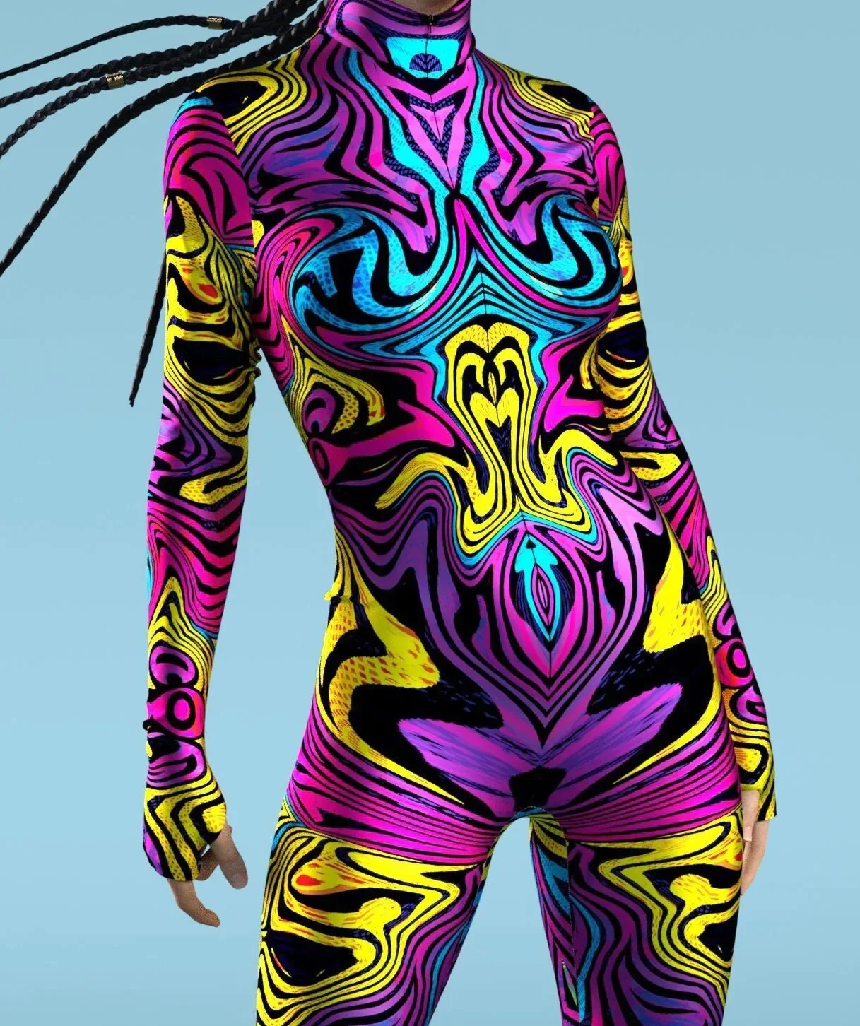 Colorful Rainbow Abstract Geometry 3D Print Women Sexy Skinny Jumpsuit Carnival Holiday Party Cosplay Costumes Fancy Bodysuit