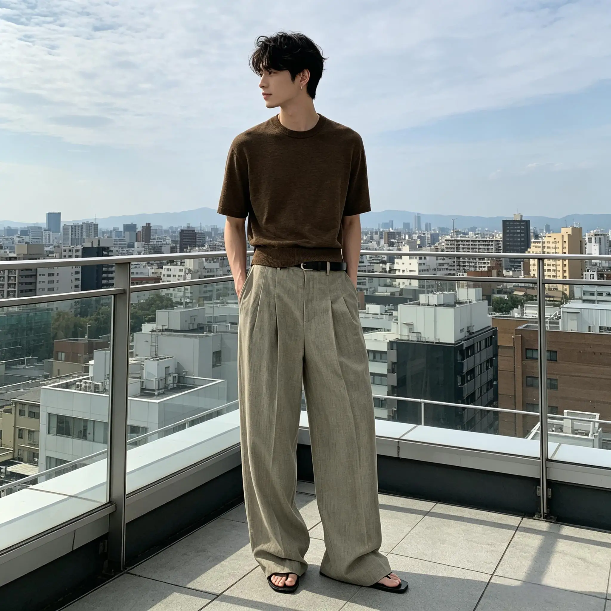 Men's Linen Wide Leg Pants High Waist Pleated Casual Trousers Breathable Loose Straight Suit Pants Streetwear image 6