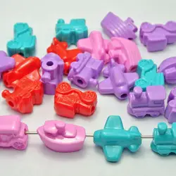 30 Mixed Bubblegum Color Acrylic Large Assorted Funny Beads Animal Car Dolphin with 4mm hole Kids Craft DIY Jewelry Making