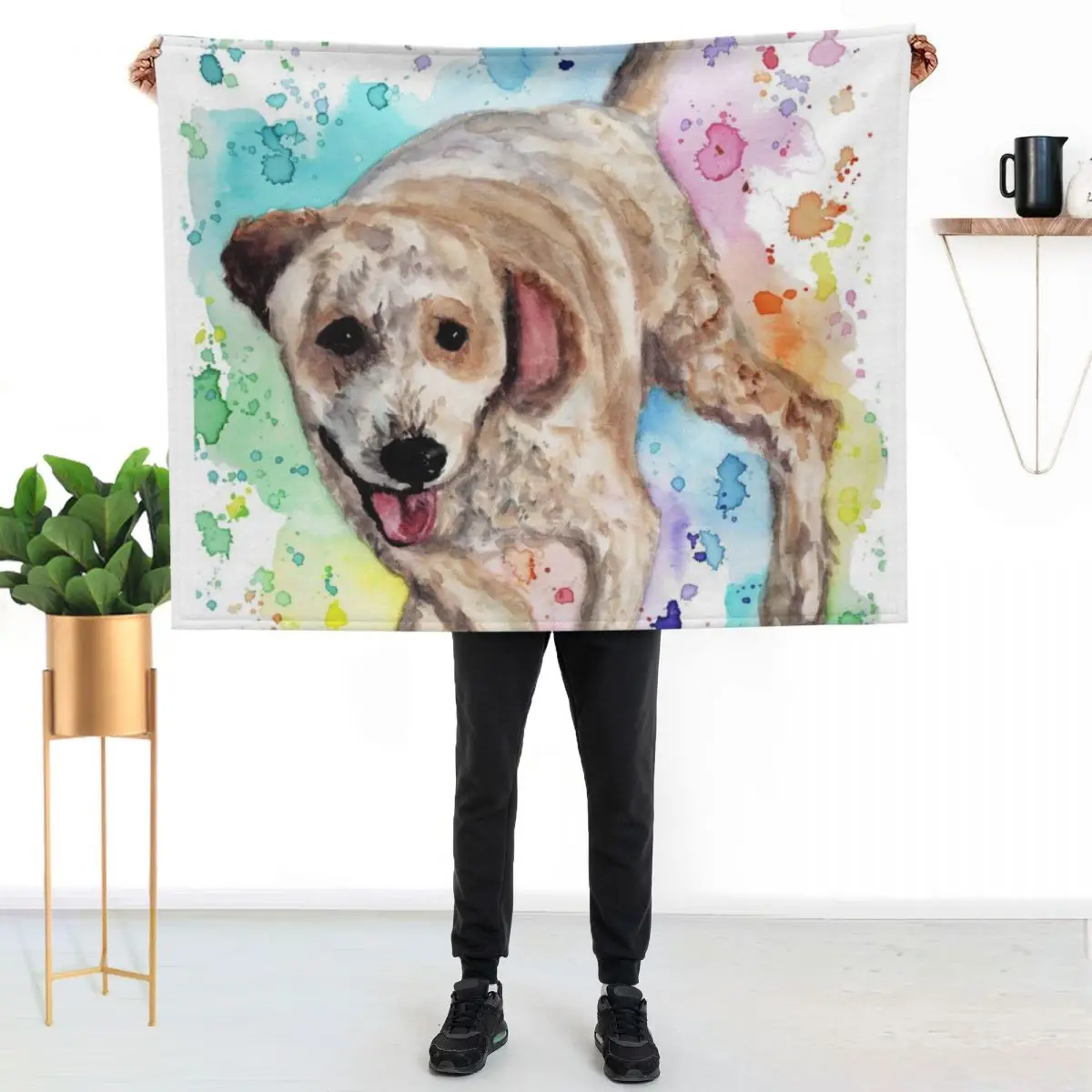 Watercolour Cavoodle Throw Blanket Stuffeds Thermal For Baby Flannel Fabric Luxury Brand Plush Blankets