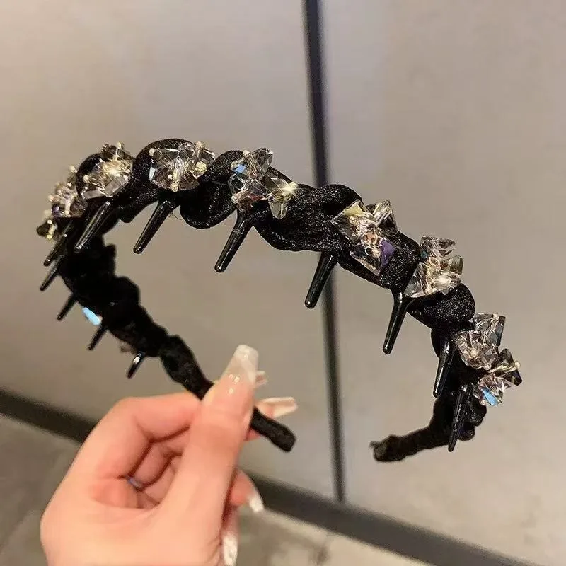 Elegante e lussuoso cristallo intarsiato fascia dentata di fascia alta festa accessorio moda fermaglio per capelli viso multifunzionale