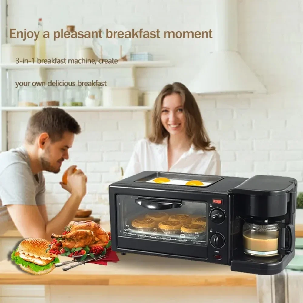 3 in 1 Breakfast Machine Bread Maker Toaster Electric Mini Oven Hot Dog Machine Kitchen Cooking Roti Maker Household