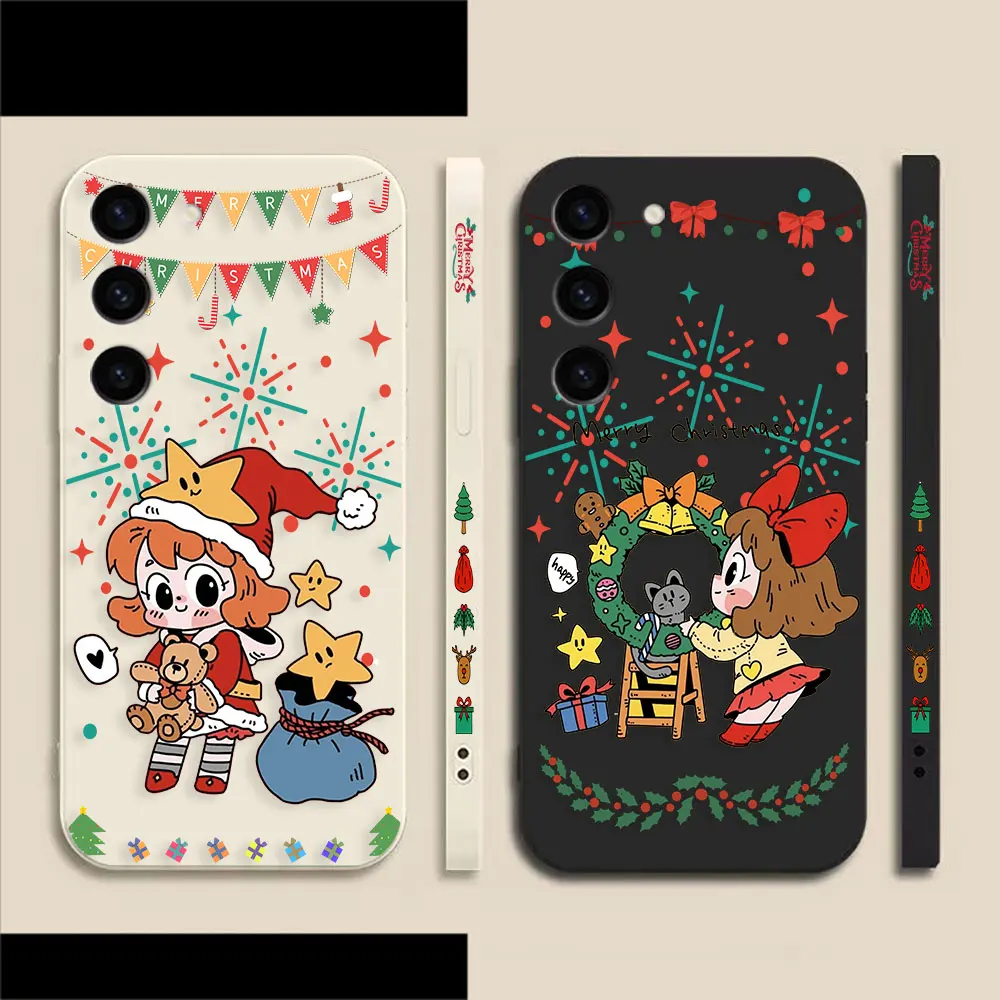Чехол для телефона с надписью Merry Christmas Girl для Samsung S23 S22 S21 S20 FE S11 S11E S10 S10E S9 S30 Ultra Plus 4G