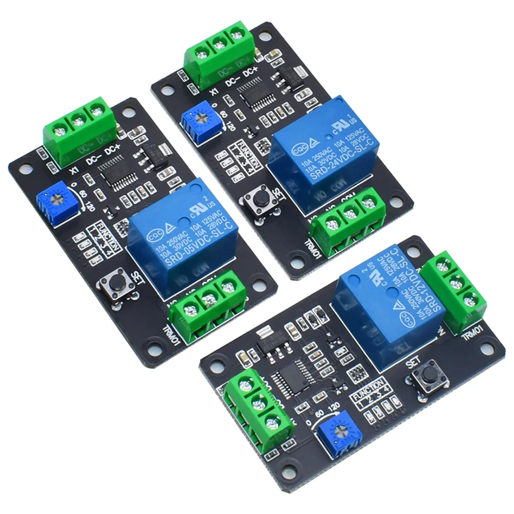 

DC5V/12V/24V Relay Module Timer Delay Self Locking Trigger Relay Board Delay On Off Time Switch Compatible with 555 Timer
