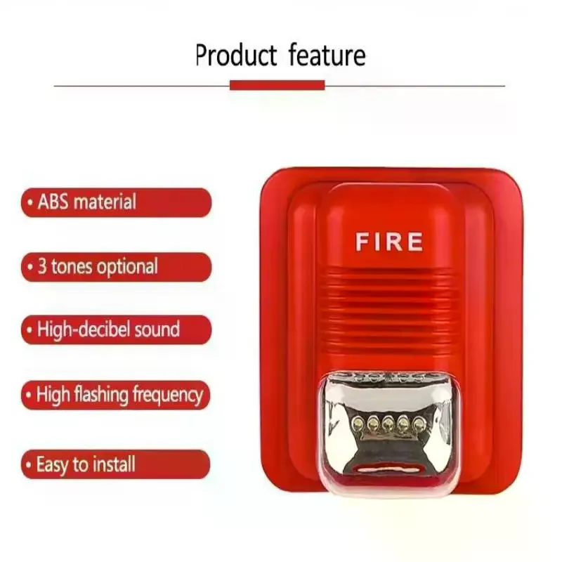 

1Pcs Sound & Strobe Alert Security System 12V 24V Fire Alarm Warning Strobe Siren Horn For Home Office Hotel Restaurant