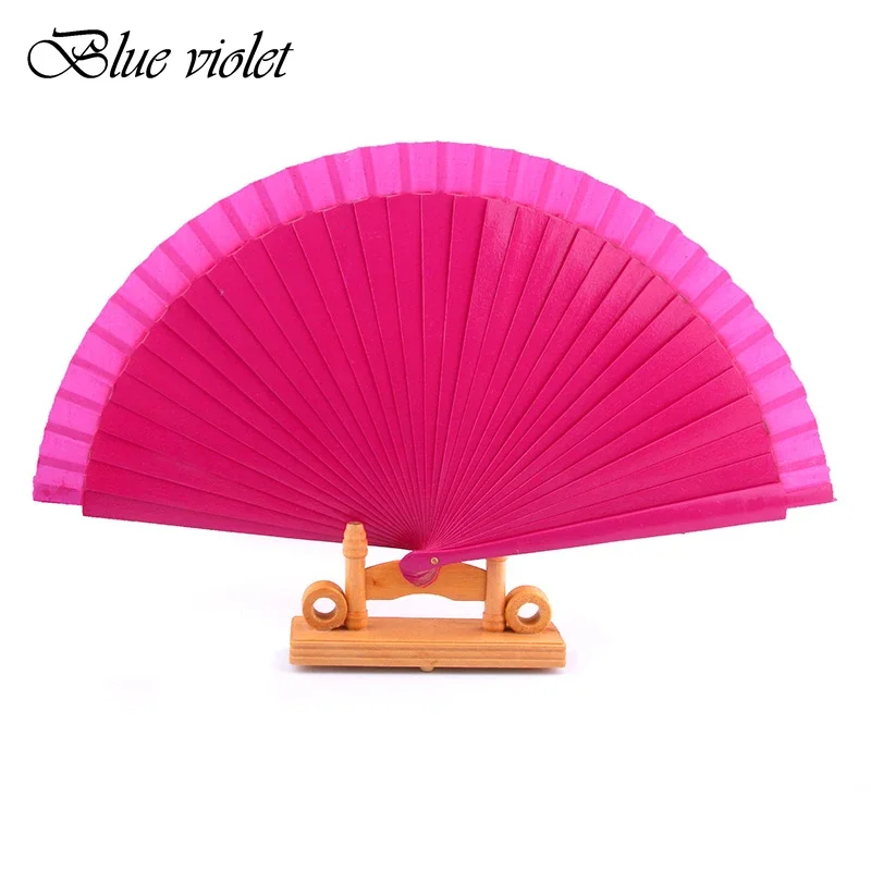 Spanish Dance Performance Wooden Folding Fan, Old Fashioned Wedding Clothing Accessories, Rose Red, 46