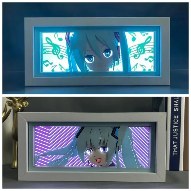 

Мику аниме периферийные устройства светодиодный светильник для вырезания бумаги коробка для теней Kawaii украшение для спальни светодиодный светильник для любителей игрушек коллекционные подарки