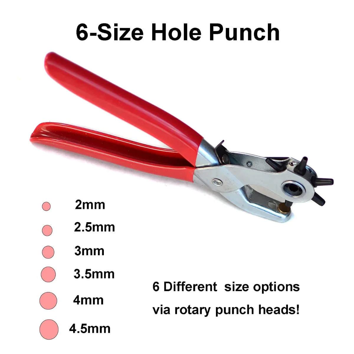 Leather Punch, 6-Size Rotating Belt Hand Hole Punch, Multi-Size Home DIY Easy, Suitable for Belt Leather Crafts