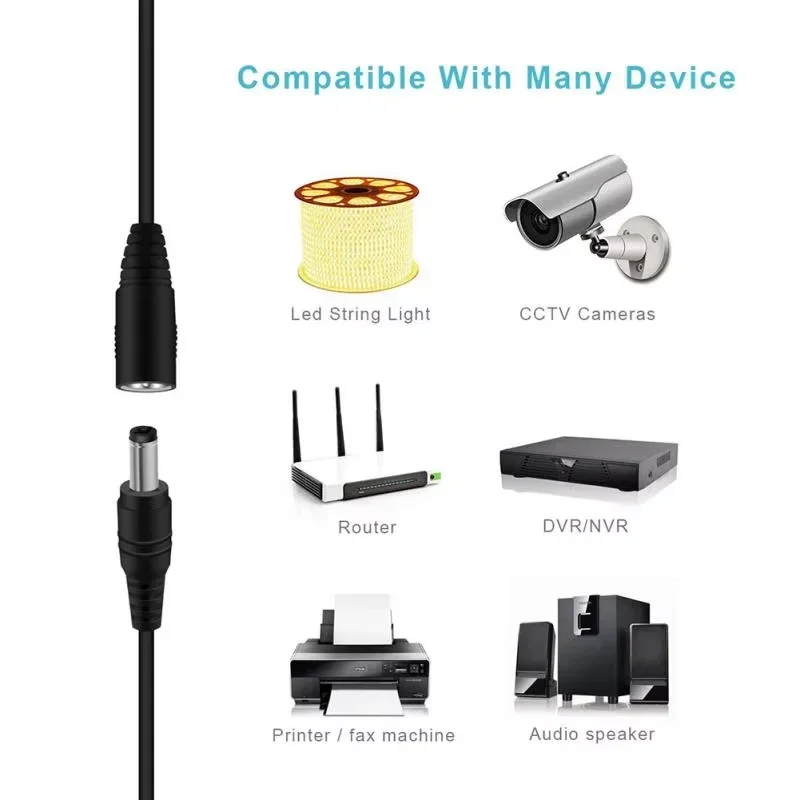 DC Extension Cable 1M 2M 3M 5M 10M 5.5x2.1mm Female to Male Plug for 12V 5V 24V Power Adapter Cord Home CCTV Camera LED Strip image 6