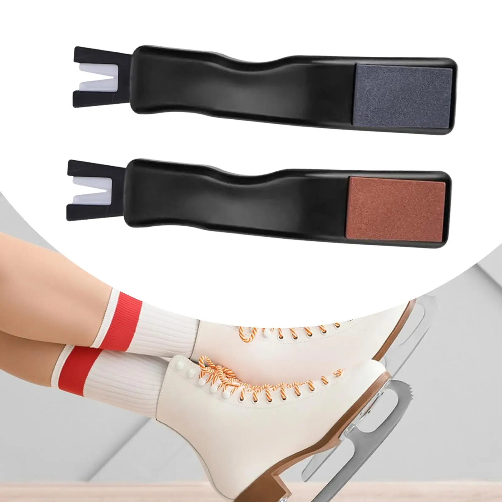 

2 Pieces Pottery Ice Skate Sharpeners Blade Edges Sharpener Grinder Professional Hockey Sharpening Stone for Indoor Women Men