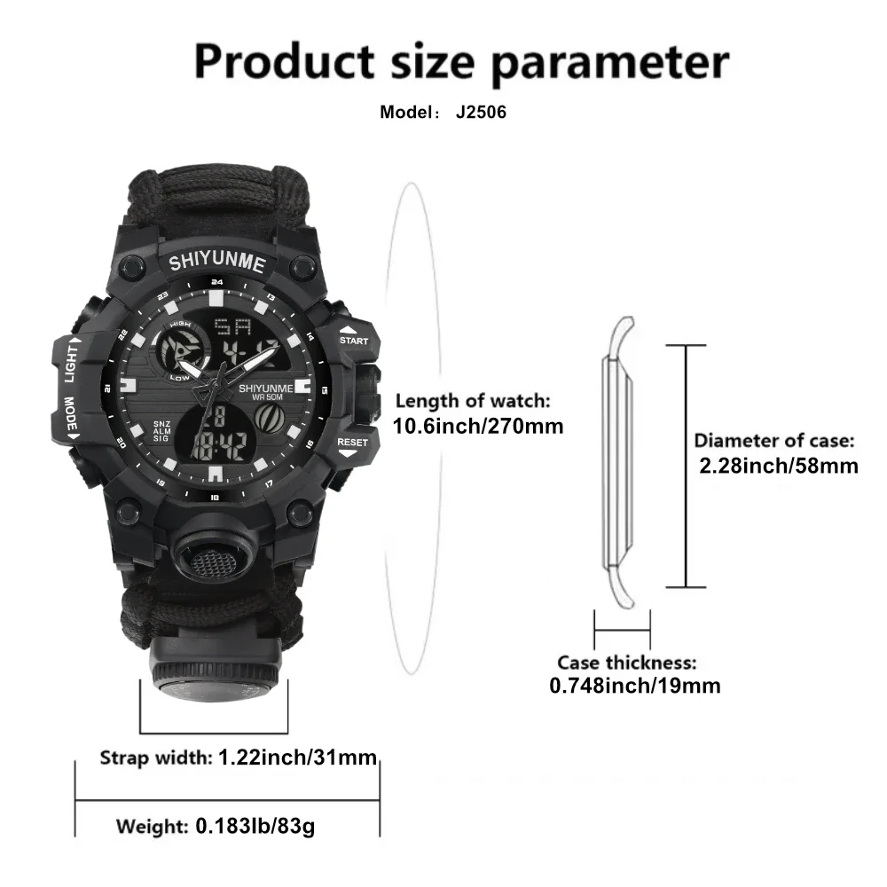 SHIYUNME G Style Military Men's Watch Waterproof Chronograph LED Electronic Compass Outdoor Sports Male Watch Relogios Masculino view 3
