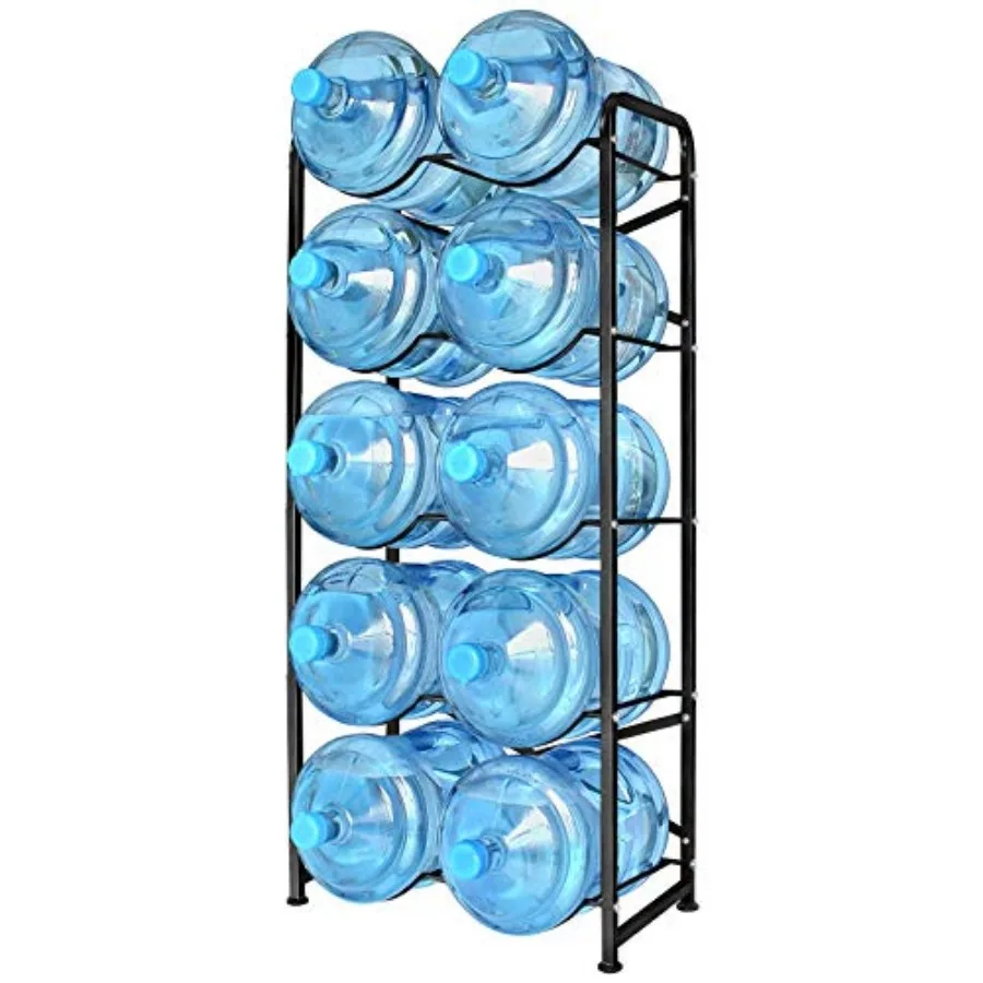 

5 Gallon Water Bottle Holder for 10 Bottles, 5 Tiers Heavy-Duty Water Cooler Jug Rack with Reinforcement Frame for Kitchen Offi