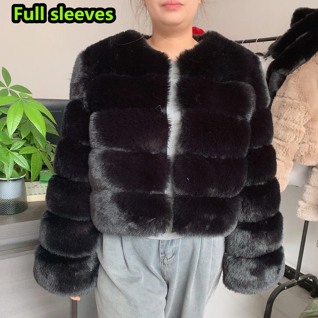 Women\'s Fashion faux fur coat super hot Autumn Winter women short Faux fox fur fluffy jacket high quality 7xl Ladies furry coats