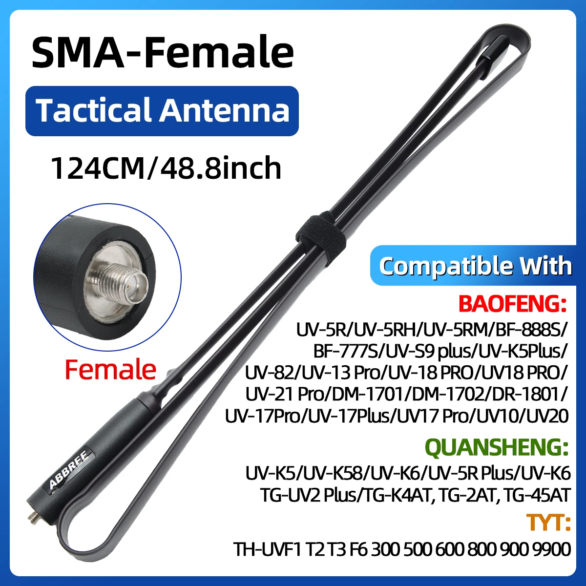 Abbree Cs Tactische Antenne Sma-Vrouwelijke Dual Band Vhf Uhf 144/430Mhz Opvouwbaar Voor Walkie Talkie Baofeng UV-21 UV-5R Quansheng K5