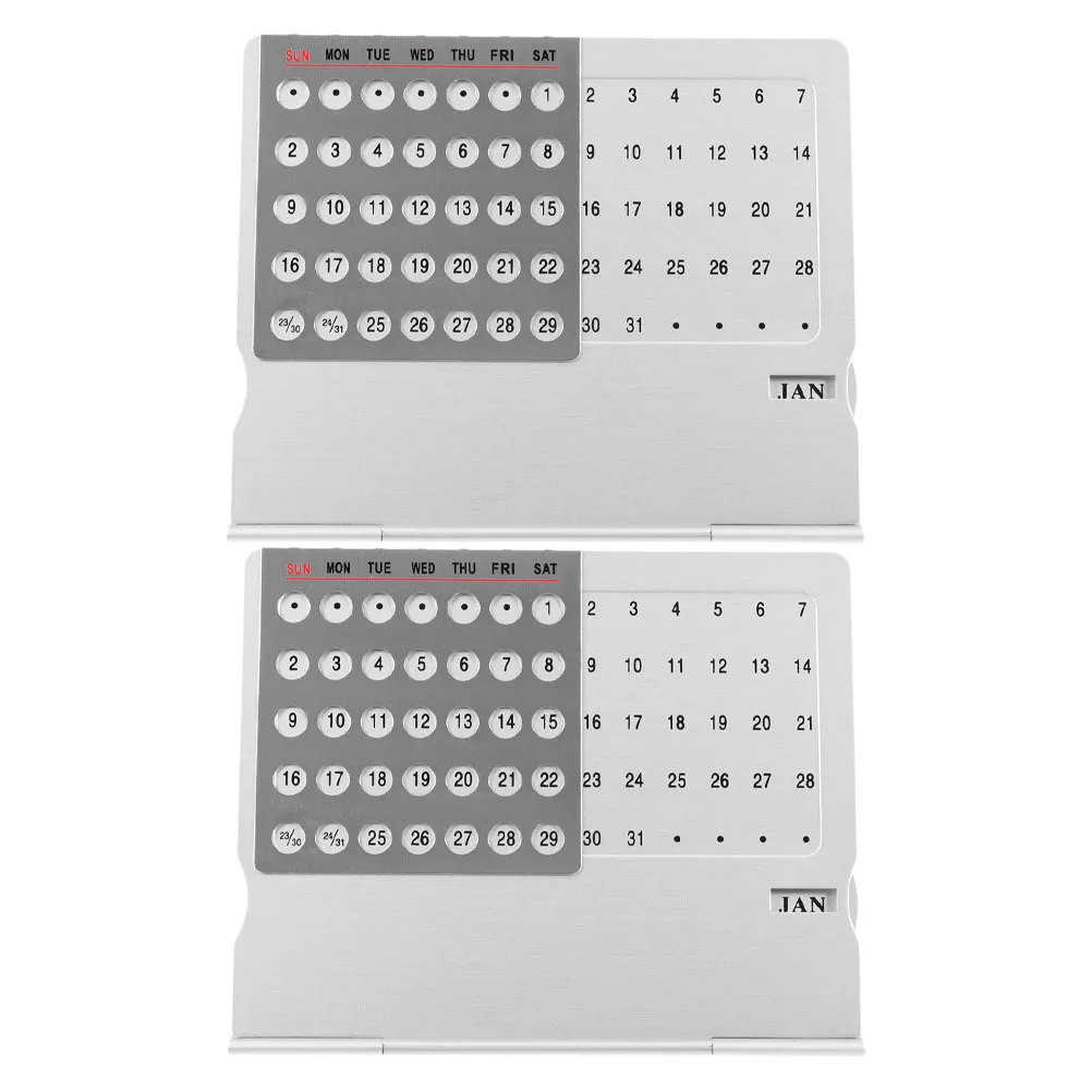 

2 шт. алюминиевый вечный настольный календарь, легкий трекер даты для офиса, дома, кухни, классной комнаты, мини-украшение рабочего стола